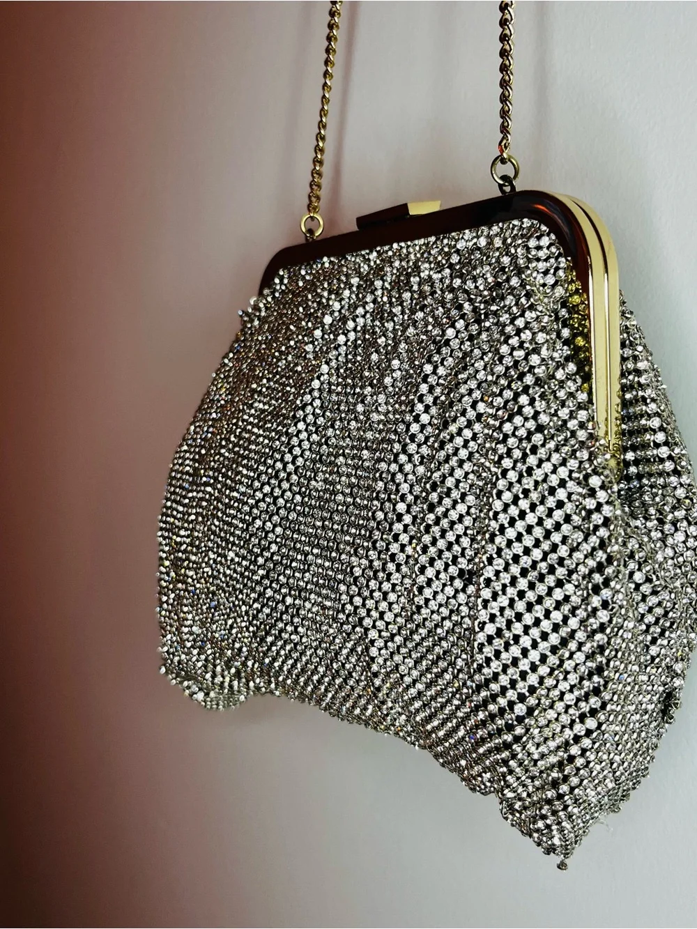 Zara Metallic Gold Clutch/Crossbody Bag